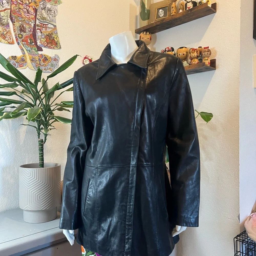 Jones New York Black Leather Women's Jacket - Picture 3 of 12